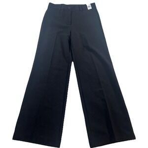 NWT Loft Women's High Waist Dress Trouser Career Workwear Black Wide Leg Size 6